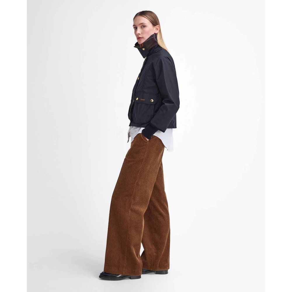 Barbour Cropped Beadnell Gewaxte Jas Blue Dames