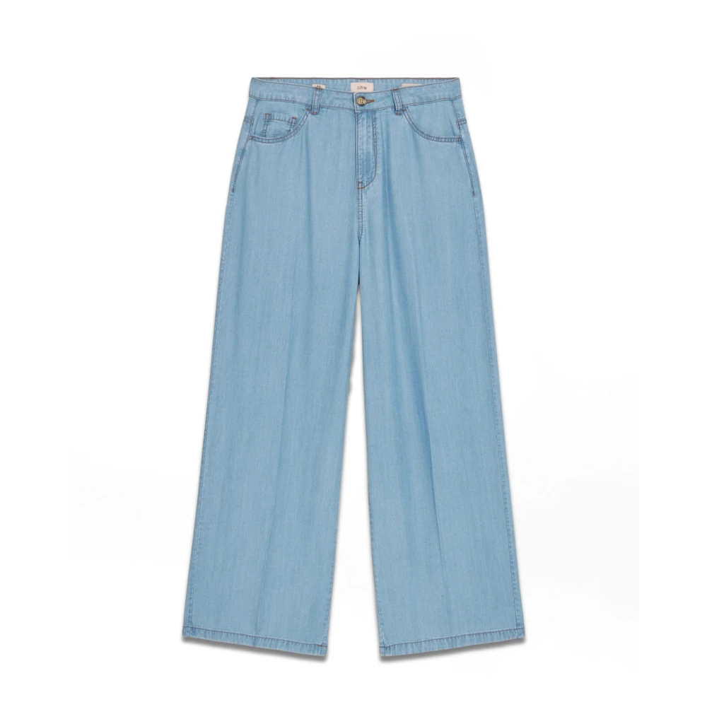 Oltre Tencel Palazzo Broek met Denim Effect Blue Dames