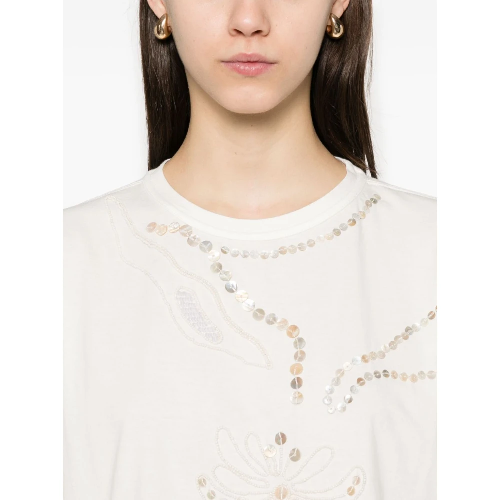 Forte Witte Crew Neck T-shirts en Polos White Dames