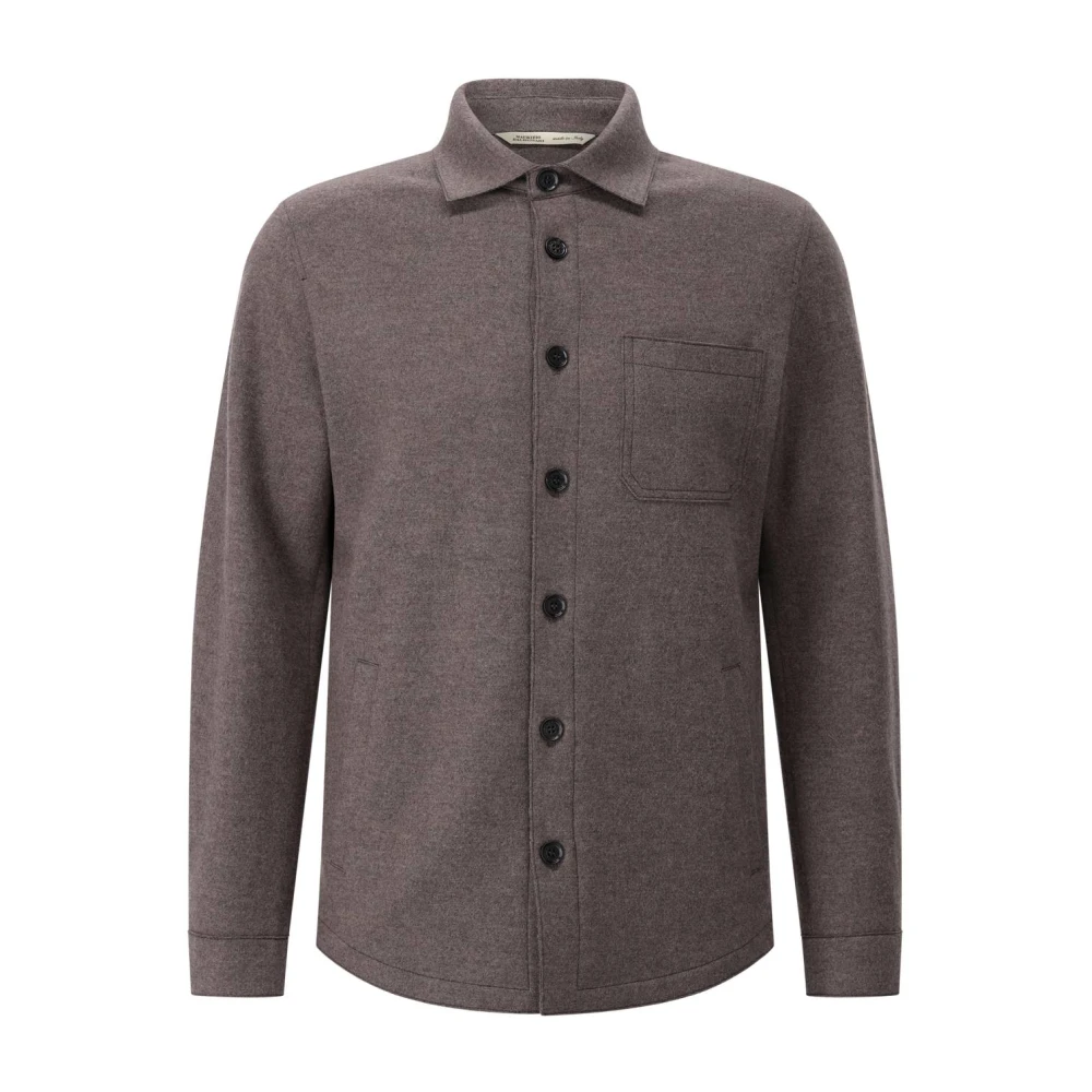 Maurizio Baldassari Men's Brown Light Jackets, Xl, Wool Overshirt Made In Italy