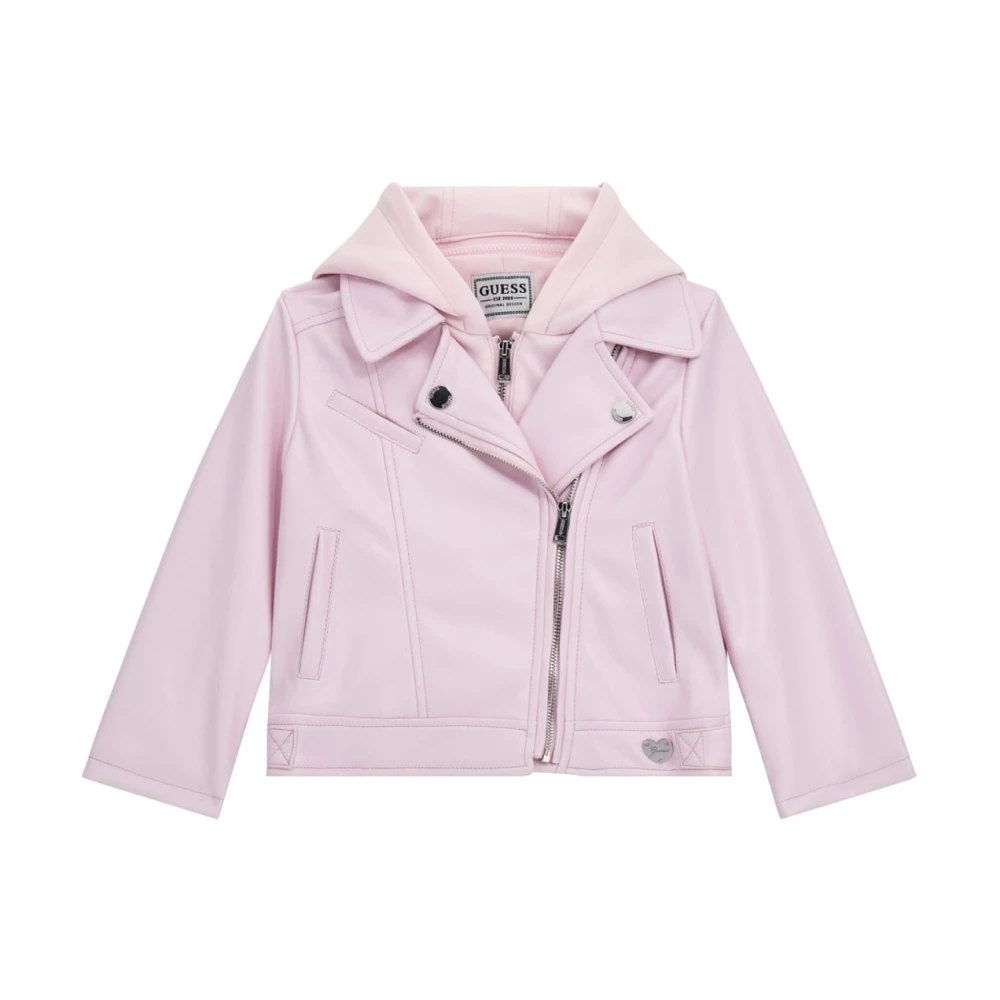 Guess Faux Leather Biker Jacket Pink, Unisex