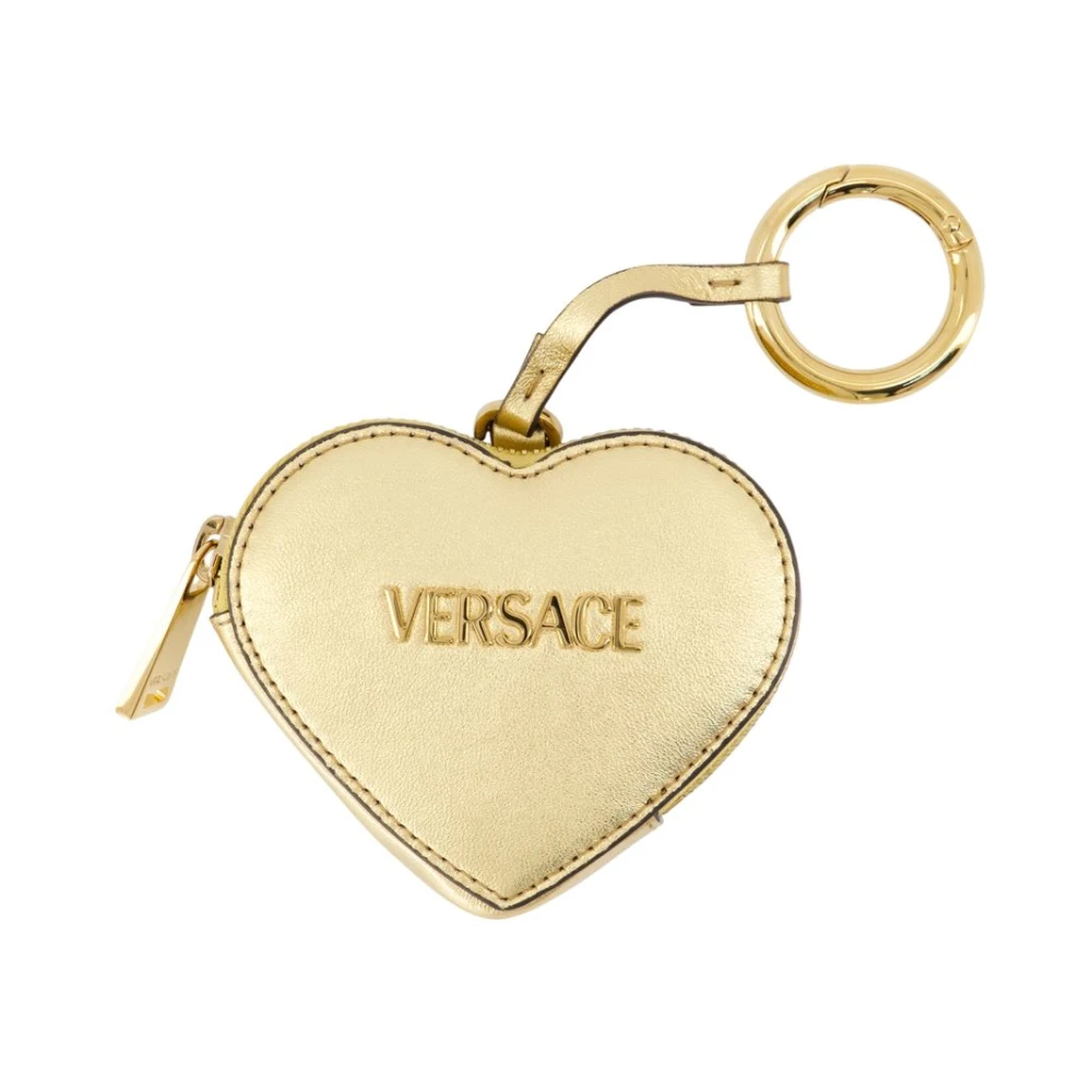 Versace Women's Yellow Keychains, One Size, Tag Metallic Coin Pouch