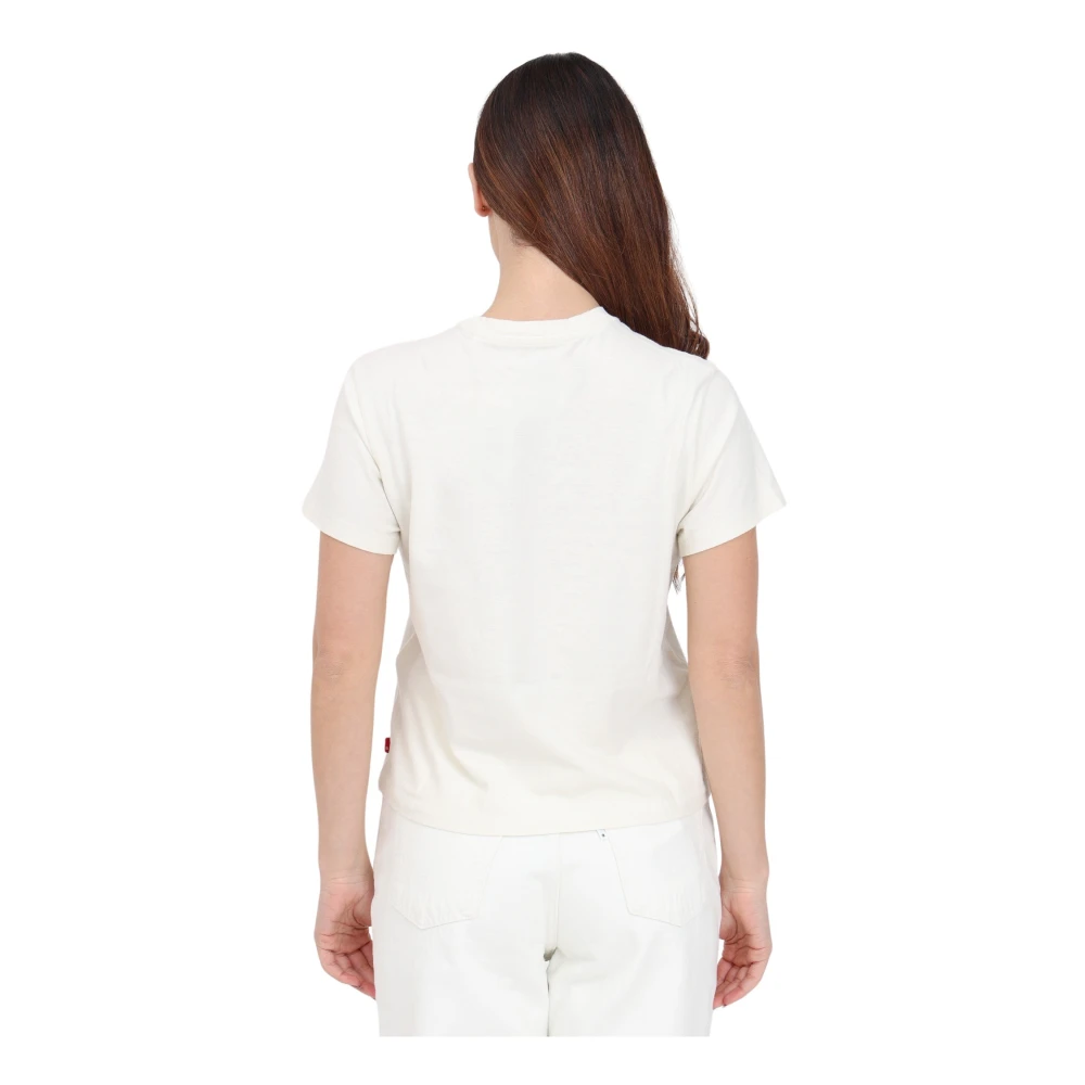 Levi's Crème T-shirt met Egret Logo Print White Dames