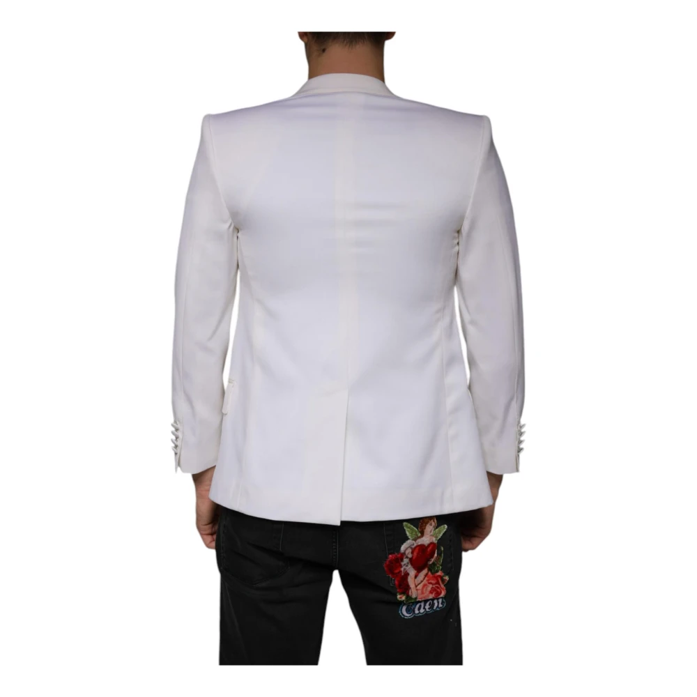 Dolce & Gabbana Off White Wol Blazer Slim Fit White Heren