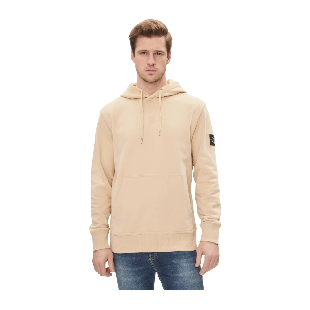 Calvin Klein Logo Patch Hoodie Beige Heren