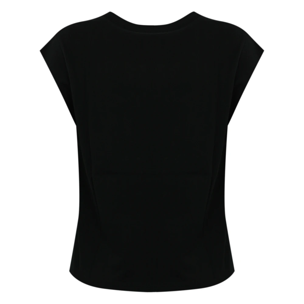 Twinset Zwarte bloemen kant katoenen T-shirt Black Dames