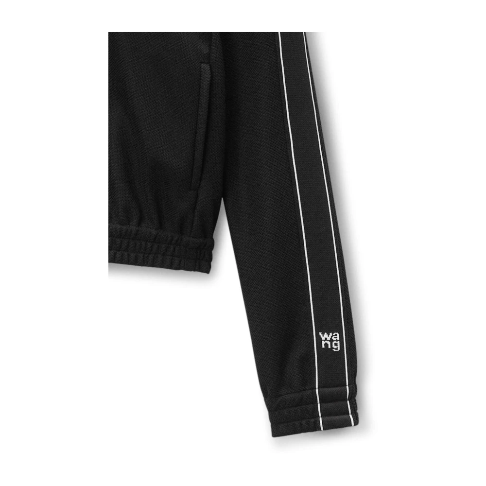 alexander wang Zwarte Jas met Logo-Tape Details Black Dames