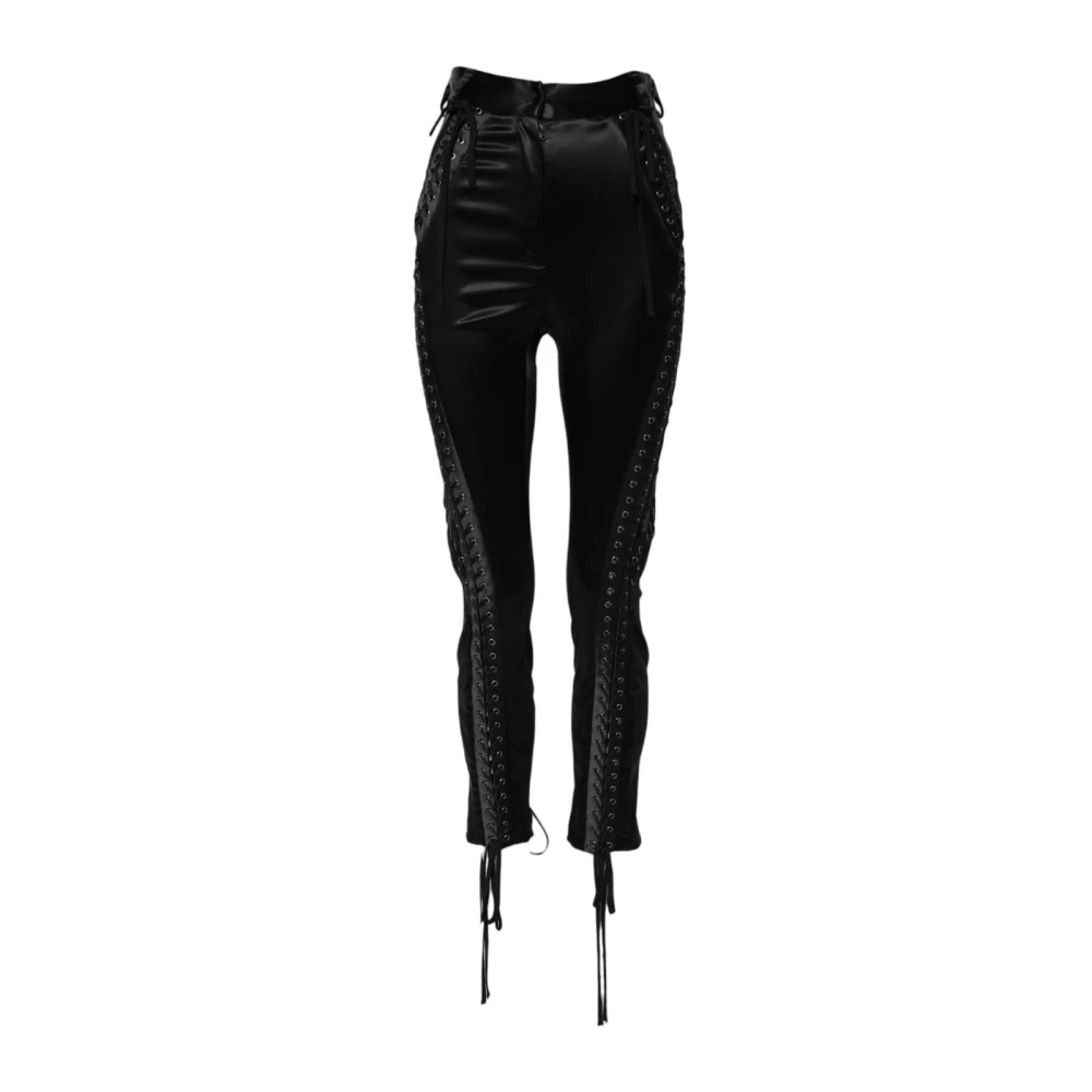 Dolce & Gabbana Women's Black Skinny Trousers, Xs, Lace Detail Skinny Trousers