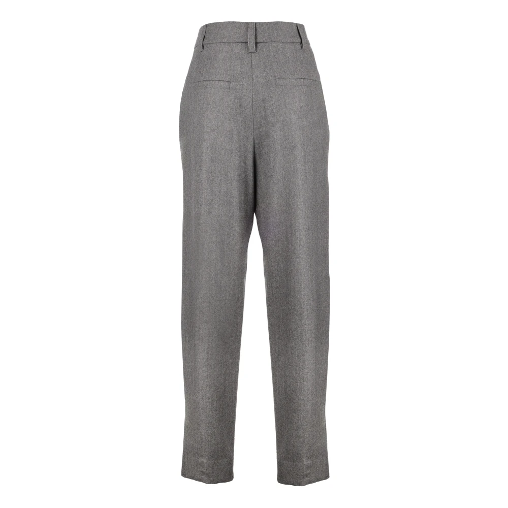 BRUNELLO CUCINELLI Oversized Grijze Wollen Broek Gray Dames