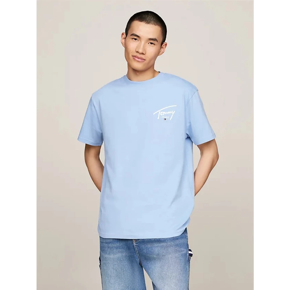 Tommy Jeans Signature Print Tee Blue Heren