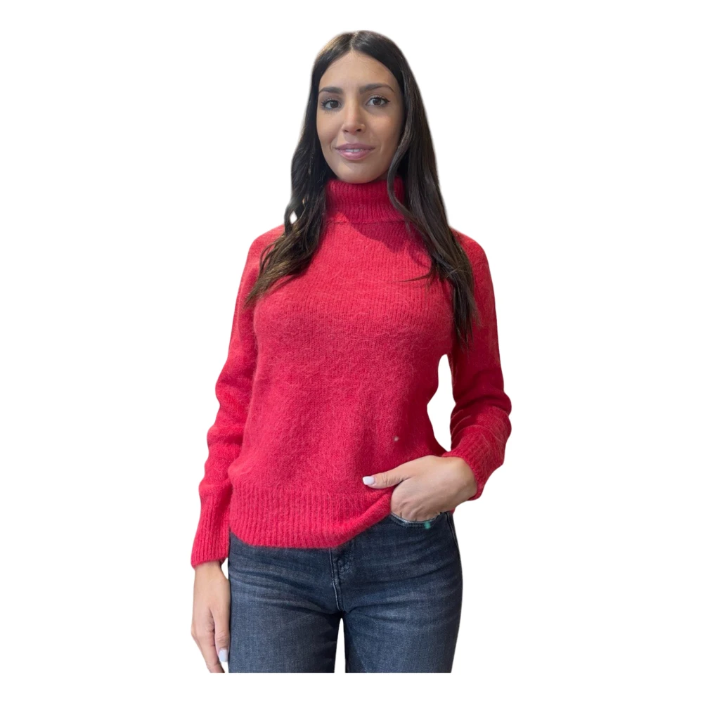 Kangra Röd Alpacka Turtleneck Tröja Red, Dam