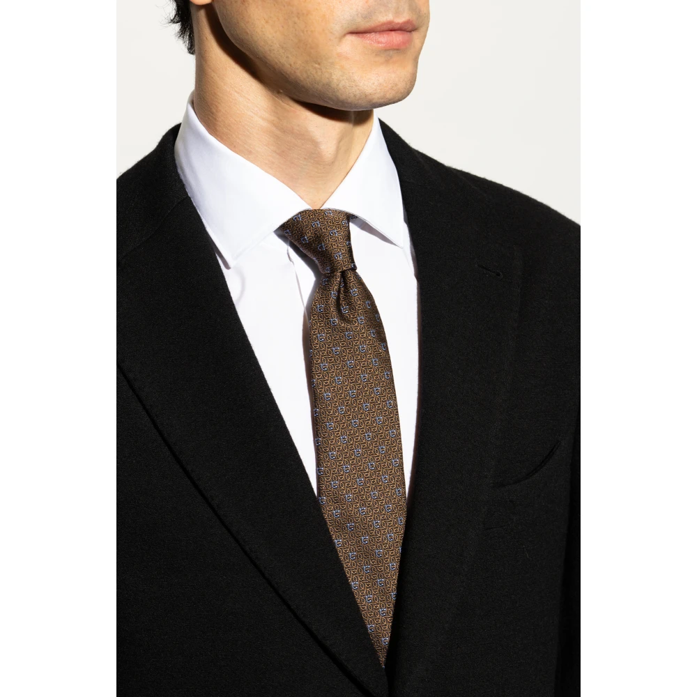 Salvatore Ferragamo Zijden stropdas Brown Heren