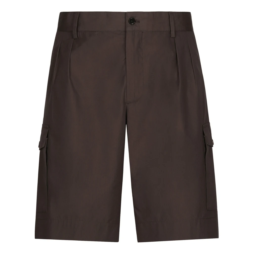 Dolce & Gabbana Bruine Katoenen Poplin Bermuda Shorts Brown Heren