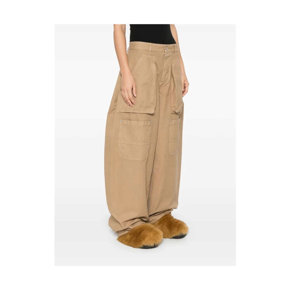 Dsquared2 Cargo Beige Broek met Knoopsluiting Beige Dames