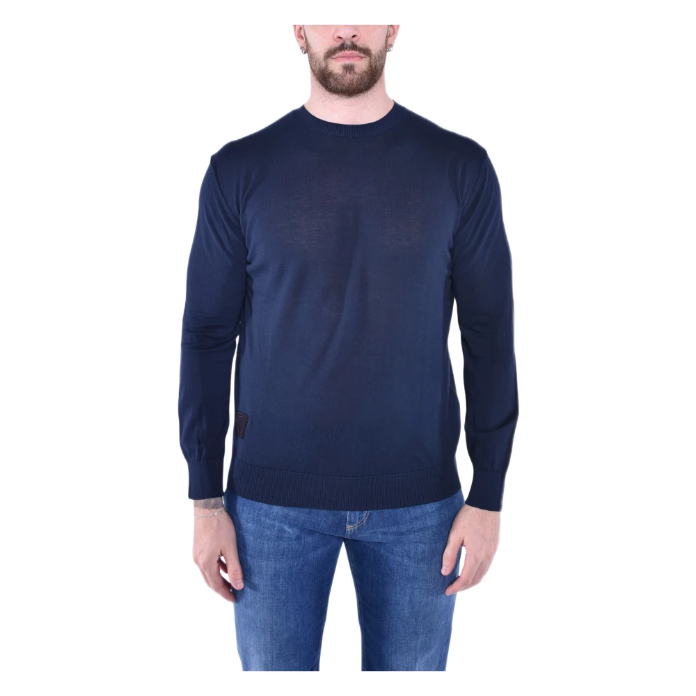 Blauer Men's Blue Round-Neck Knitwear, 2XL, Cotton Crewneck Jumper