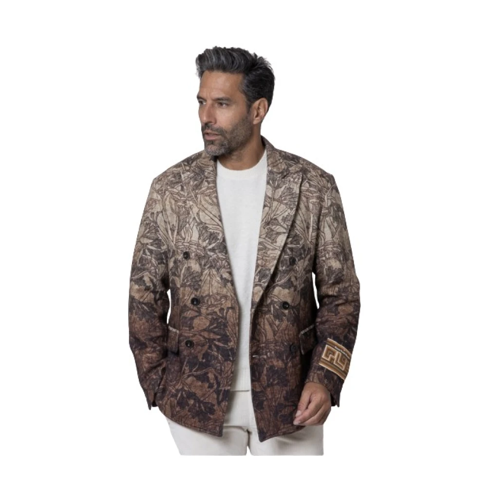Pierre-Louis Mascia Bloemen Bruine Blazer Jas Multicolor Heren