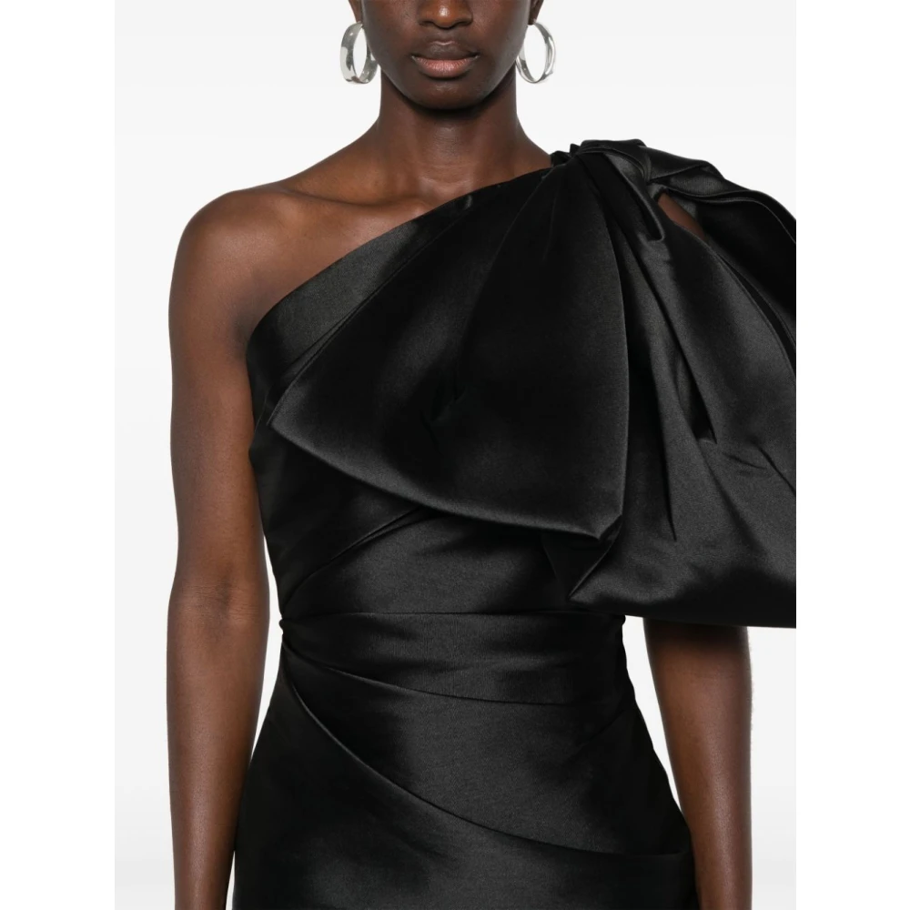 Solace London Zwarte Eén-Schouder Boog Jurk Black Dames