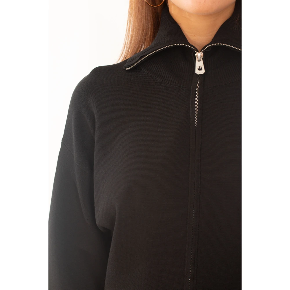 pinko Ritssluiting Gebreide Jurk in Zwart Black Dames