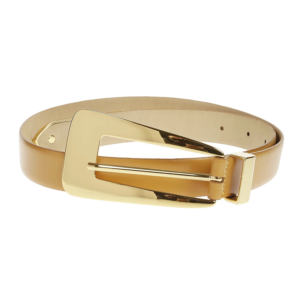 Liviana Conti Leren riem met gouden detail Beige Dames