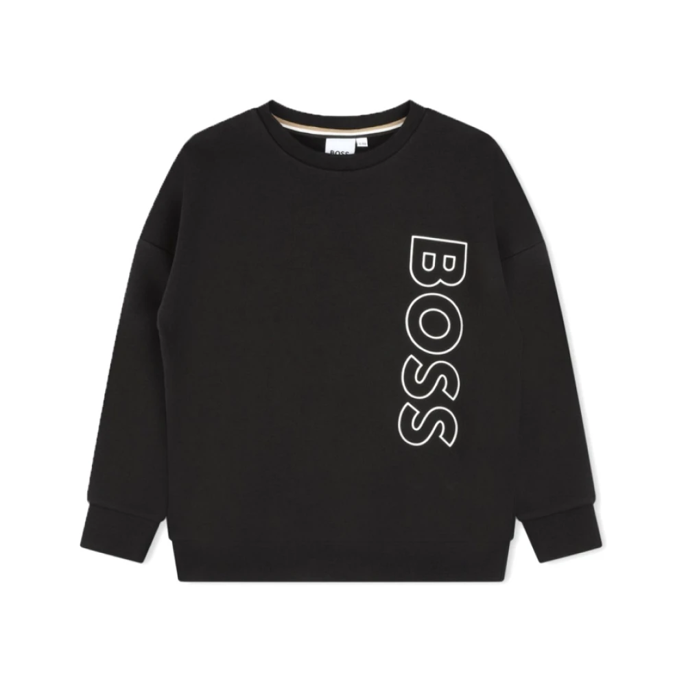 Boss Bomull Crewneck Sweatshirt Tillverkad i Indien Black, Pojke