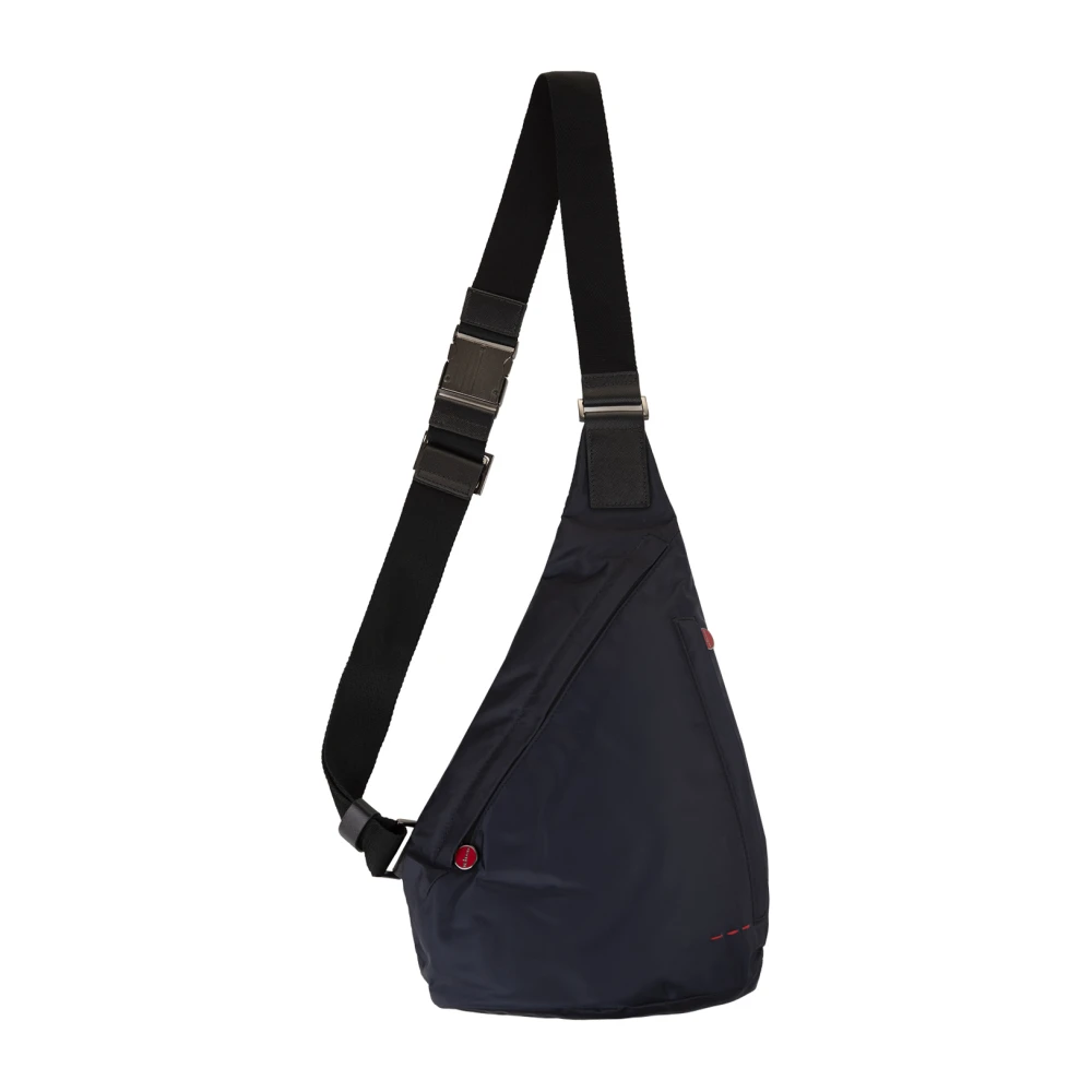 Kiton Blauwe Nylon Heuptas met Leren Details Blue Heren