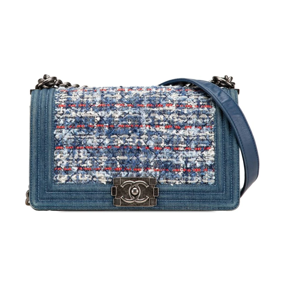 Chanel Vintage Women's Blue Pre-Owned Classic Flap Denim Tweed Bag