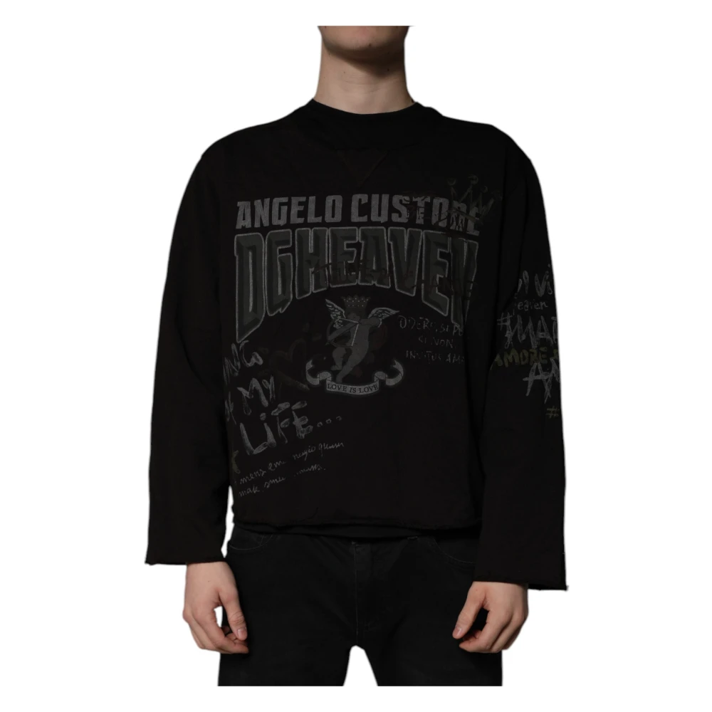 Dolce & Gabbana Black DG Heaven Crew Neck Pullover Sweater - IT54 | XL - Image 2