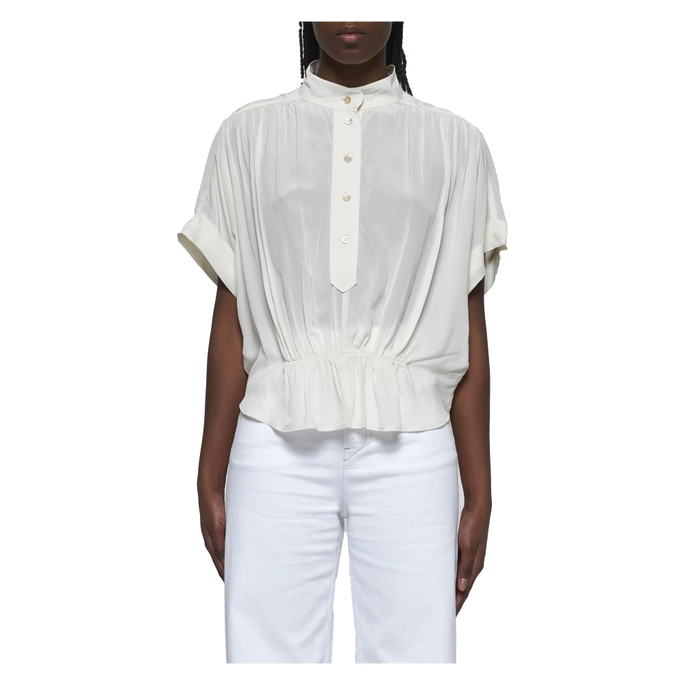 Isabel marant Blouse met verzamelde taille en vleermuismouwen Beige Dames
