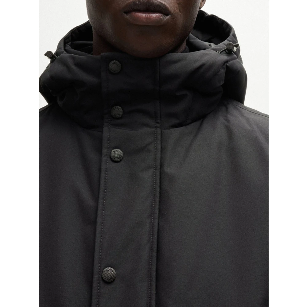 Hugo Boss Zwarte Casual Parka met Capuchon Black Heren