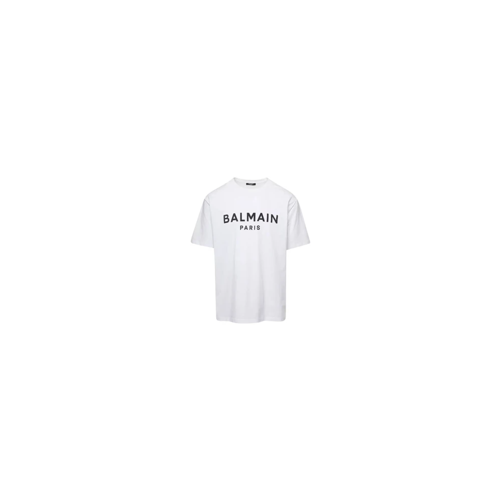 Balmain Klassiek Logo Print T-Shirt White Dames