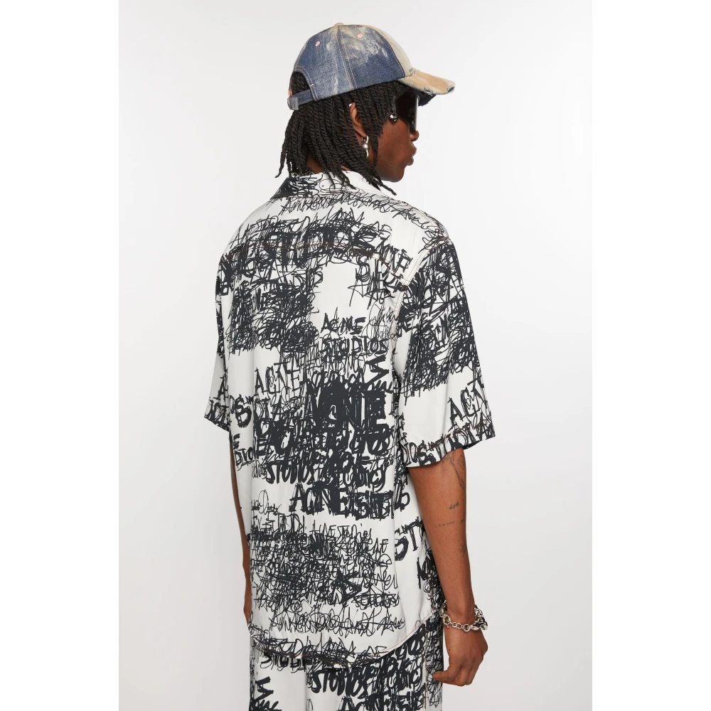 Acne Studios Seizoenslogo Print Button-Up Shirt Black Heren