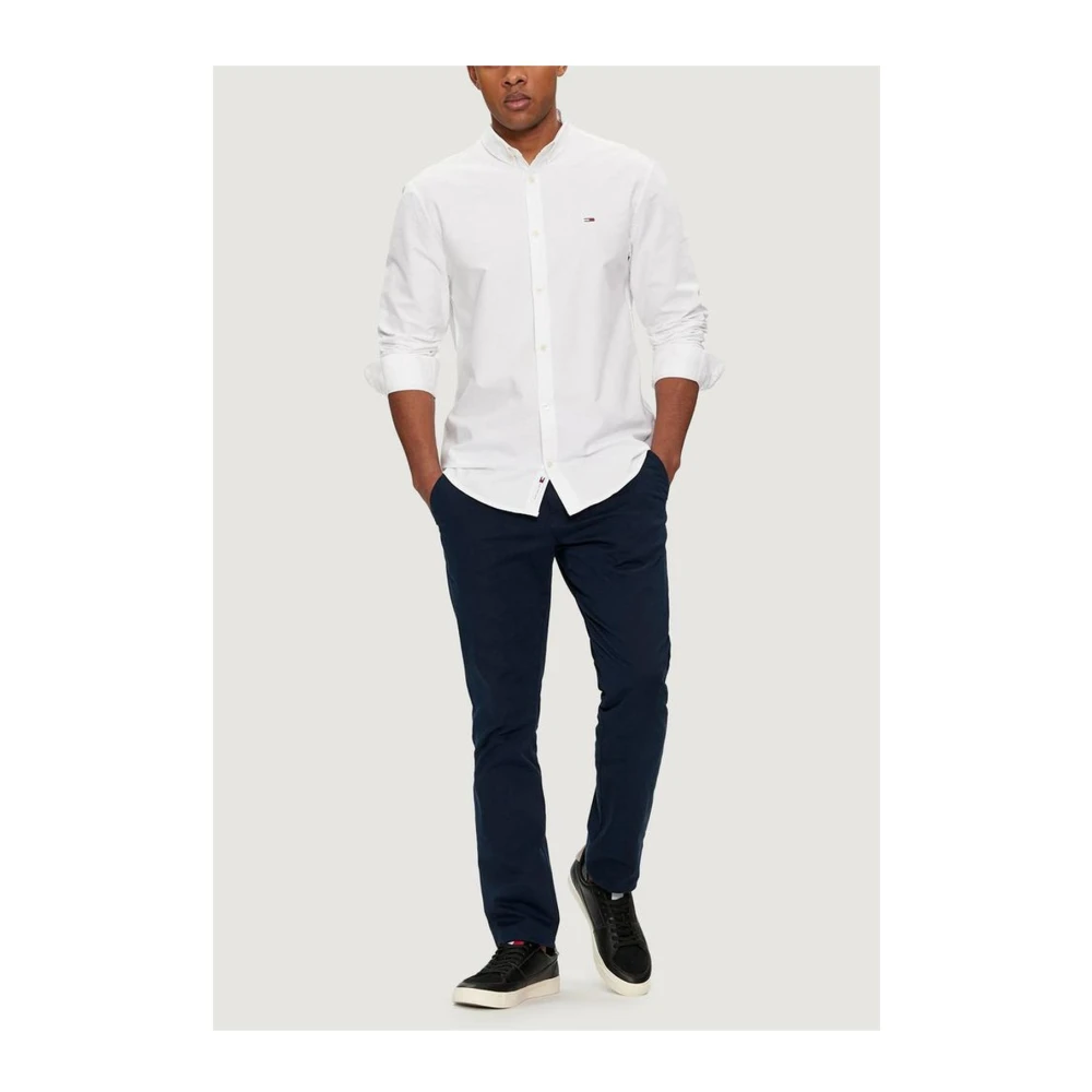 Tommy Jeans Katoenen Lange Mouw Shirt Herfst Winter Collectie White Heren