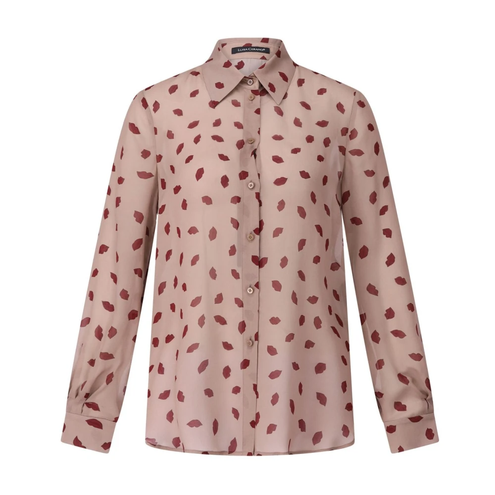 LUISA CERANO Lip Print Overhemdblouse Brown Dames