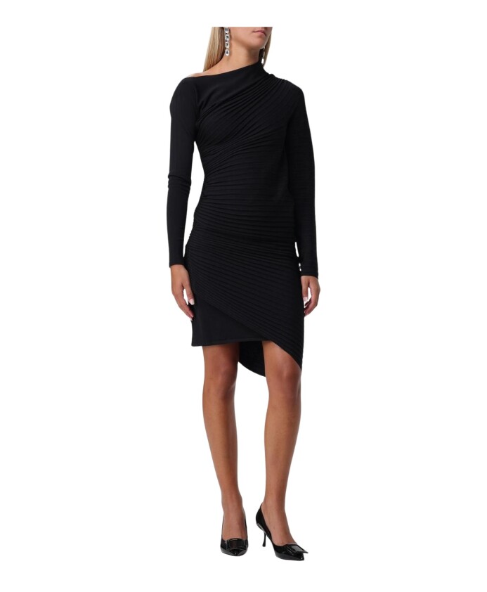 robe-mini-noire-drapee-en-maille