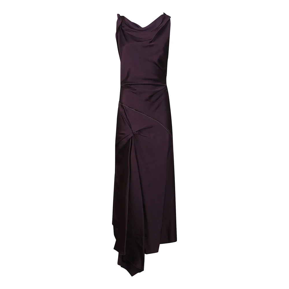 Victoria Beckham Elegante Gedrapeerde Midi Jurk Purple Dames