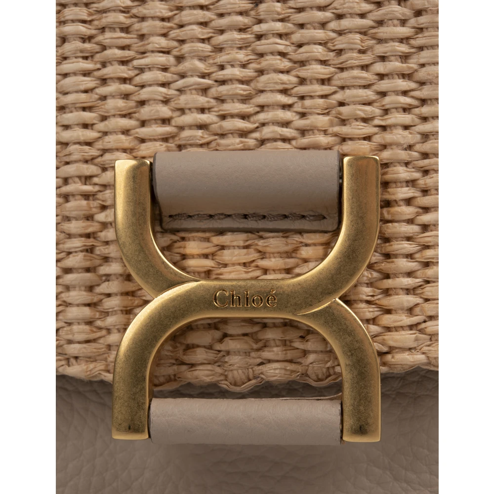 Chloé Raffia Flap Mini Tas Bruin Brown Dames