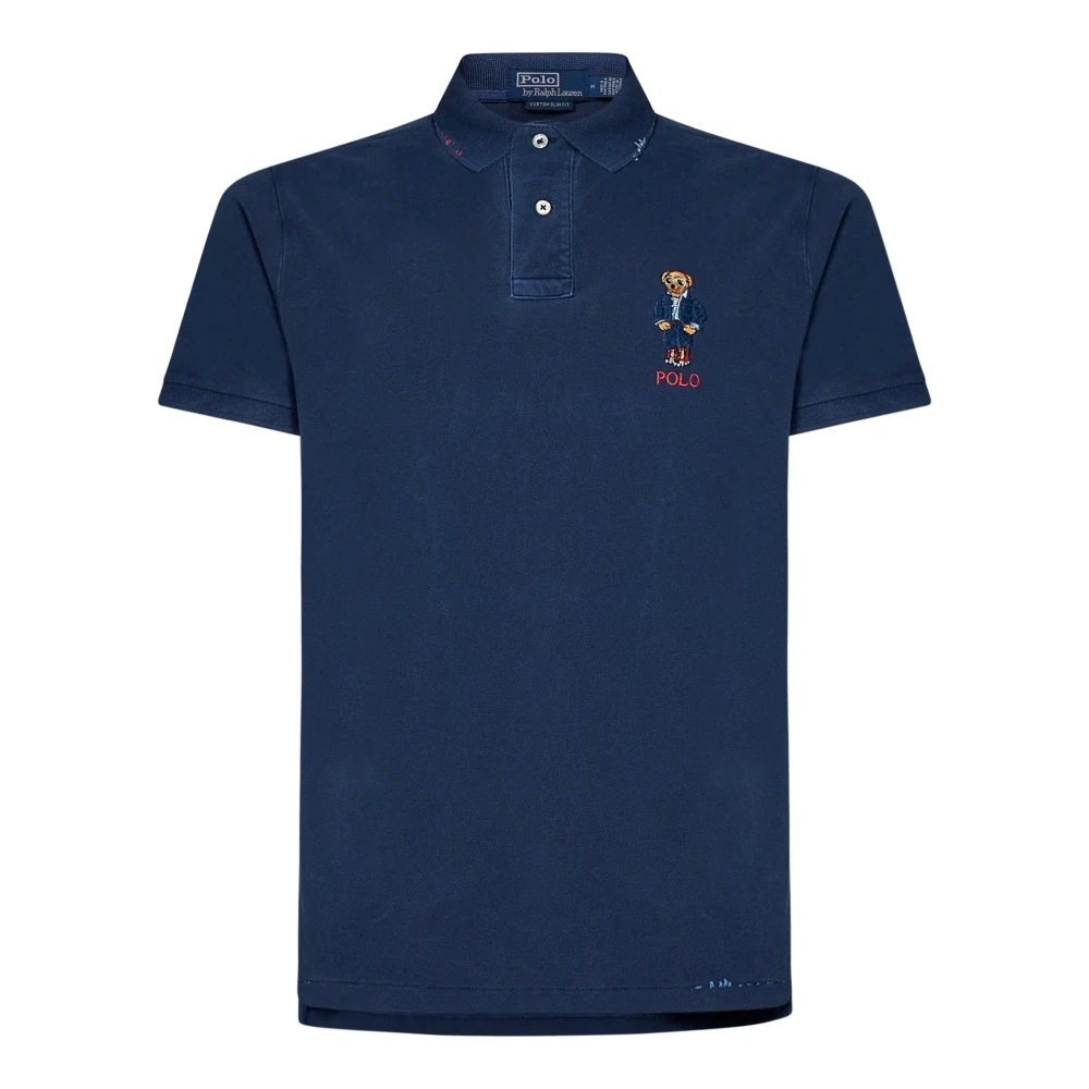 Polo Ralph Lauren Blåa Polo T-shirts och Polos med Polo Bear Blue, Herr