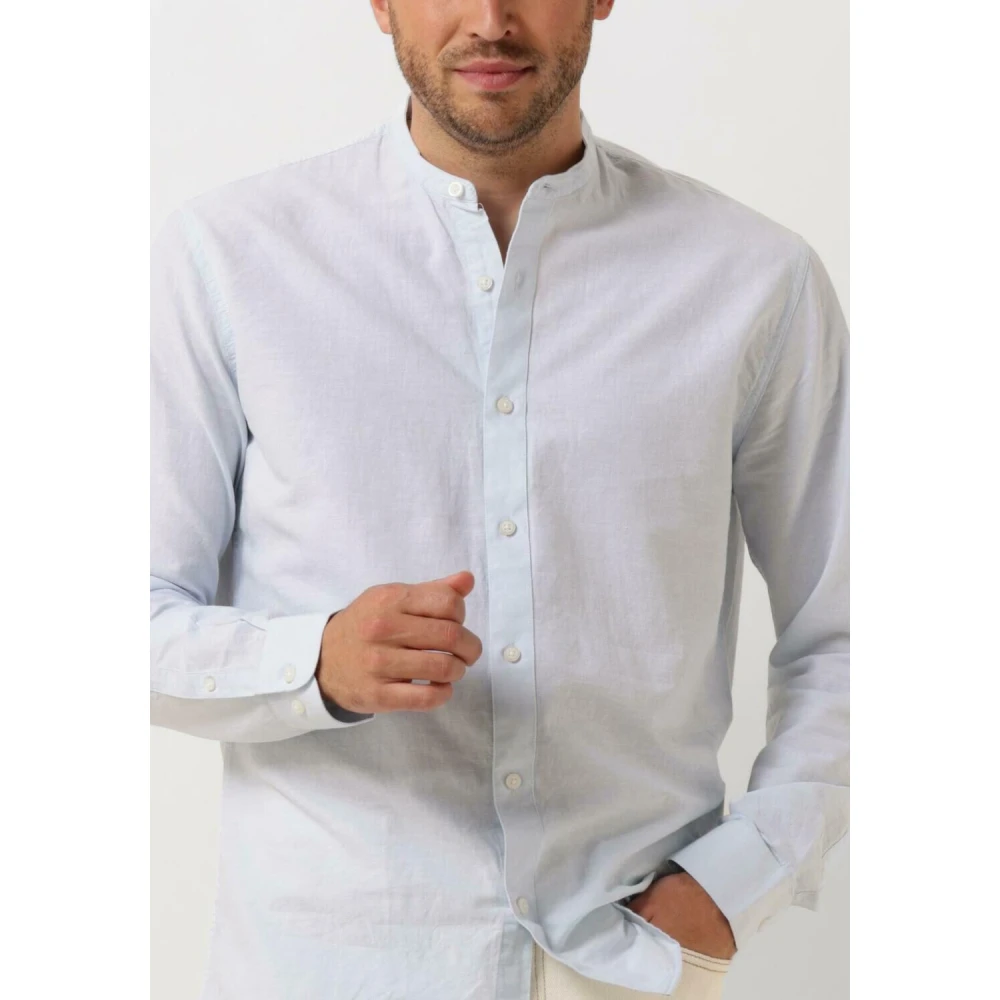 Selected Homme Heren Overhemden Slhregnew-linen Shirt Ls Band Blue Heren