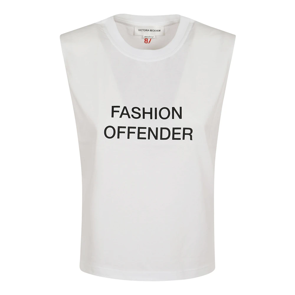 Victoria Beckham Modeovertreder Slogan Tank Top White Dames