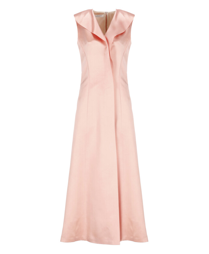 pink-satin-v-neck-dress
