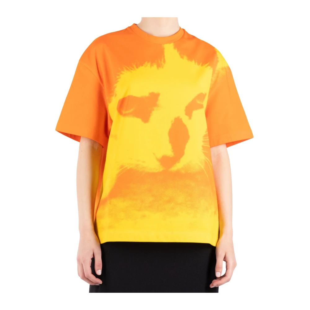 Jil Sander Oranje Geel All-Over Print T-Shirt Orange Dames