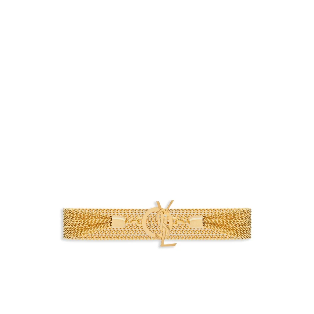 Saint Laurent Women's Yellow Bracelets, M, Golden Silk & Nylon Jewelry
