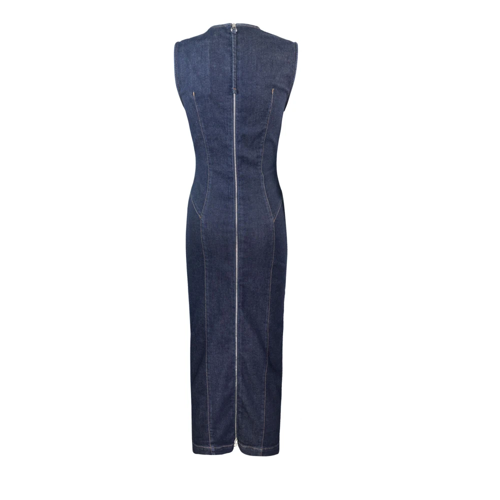 SPORTMAX Blauwe Denim Stretch Jurk Blue Dames