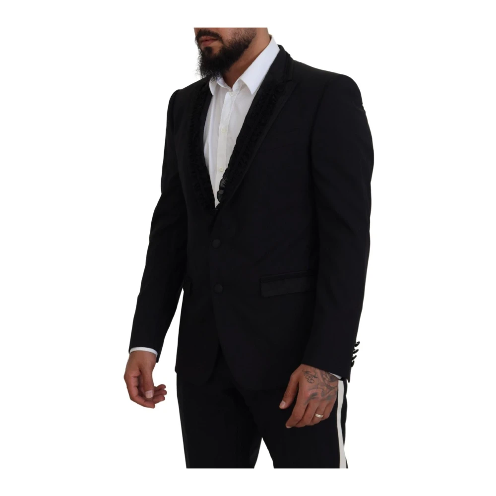 Dolce & Gabbana Svart Blazer Med Volangkant Två Knappar