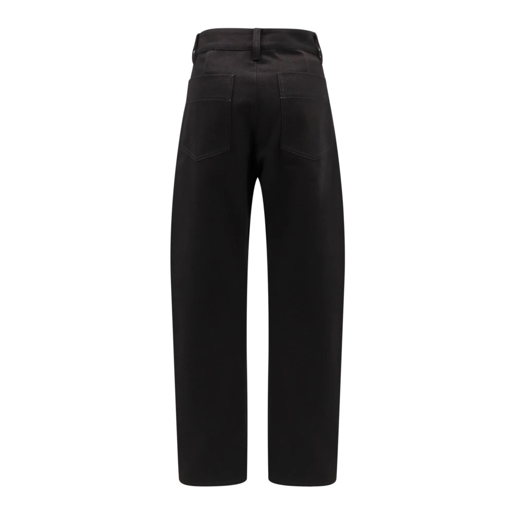 Lemaire Hoge Taille Gedraaide Katoenen Broek Black Dames