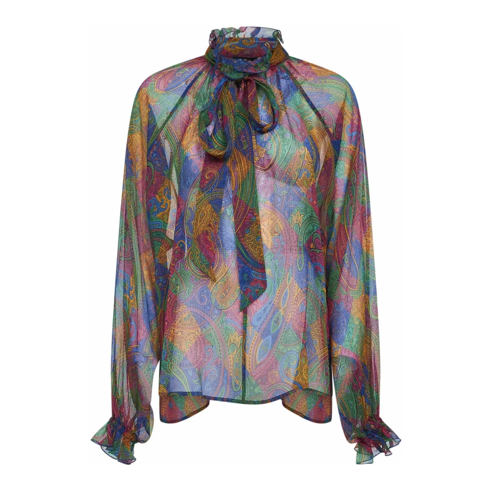 Etro Women's Silk Crepon Blouse With Geometric Paisley Motif