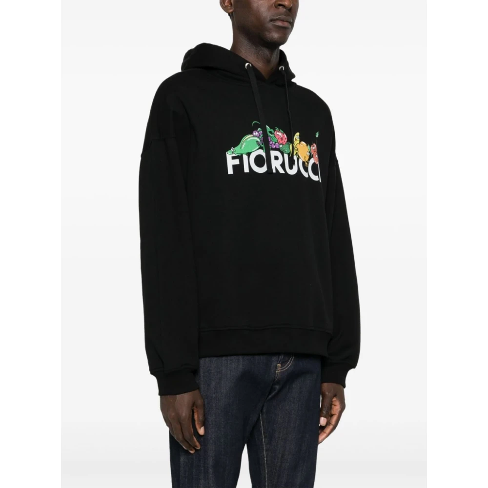 Fiorucci Zwarte hoodie met fruitprint Black Heren