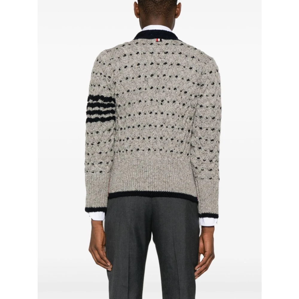 Thom Browne Chunky Cable Knit Trui Gray Heren