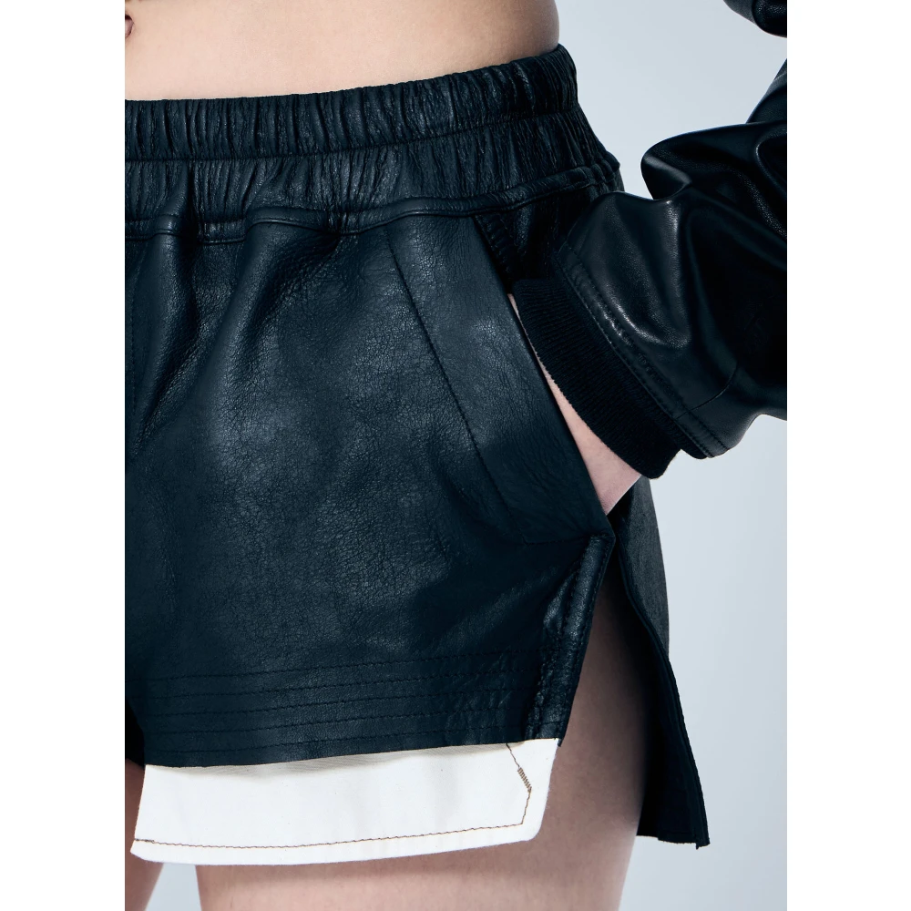 Rick Owens Leren Boxershorts met Verlengde Voering Black Dames