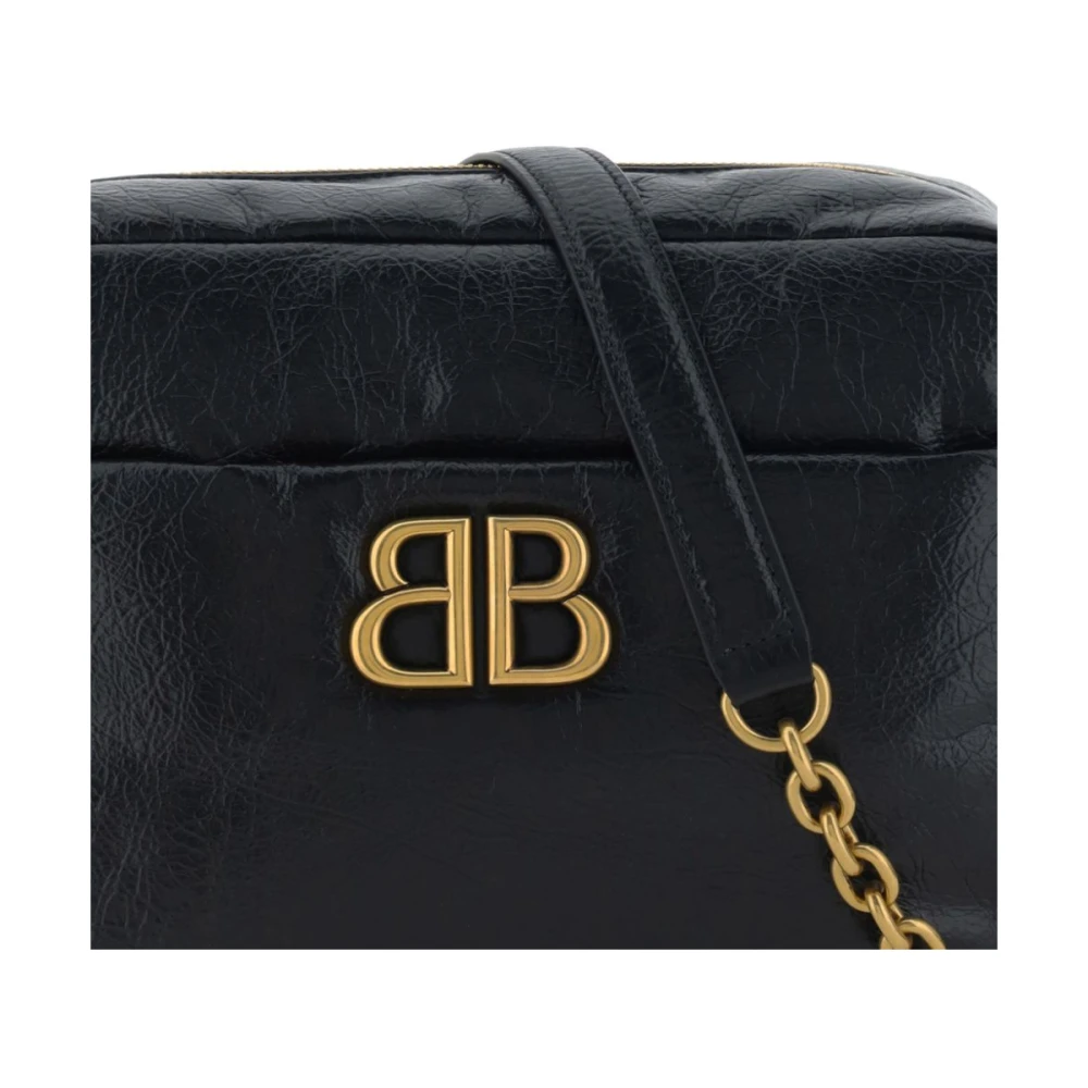 Balenciaga Zwarte Gekreukelde Leren Schoudertas Black Dames